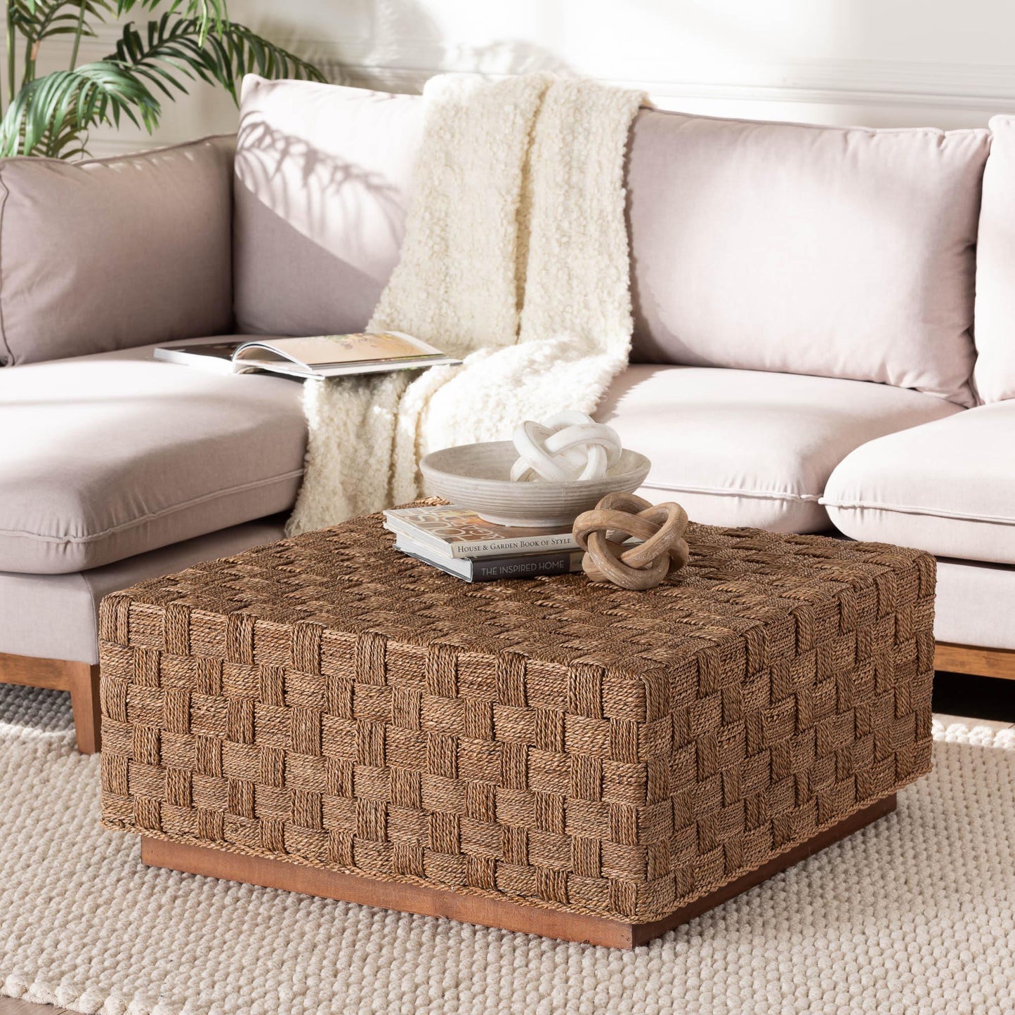 bali & pari Karina Bohemian Natural Seagrass Coffee Table FredCo