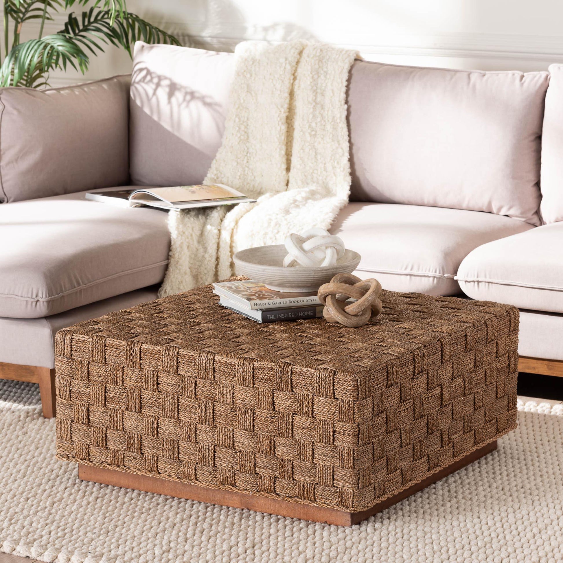 bali & pari Karina Bohemian Natural Seagrass Coffee Table FredCo