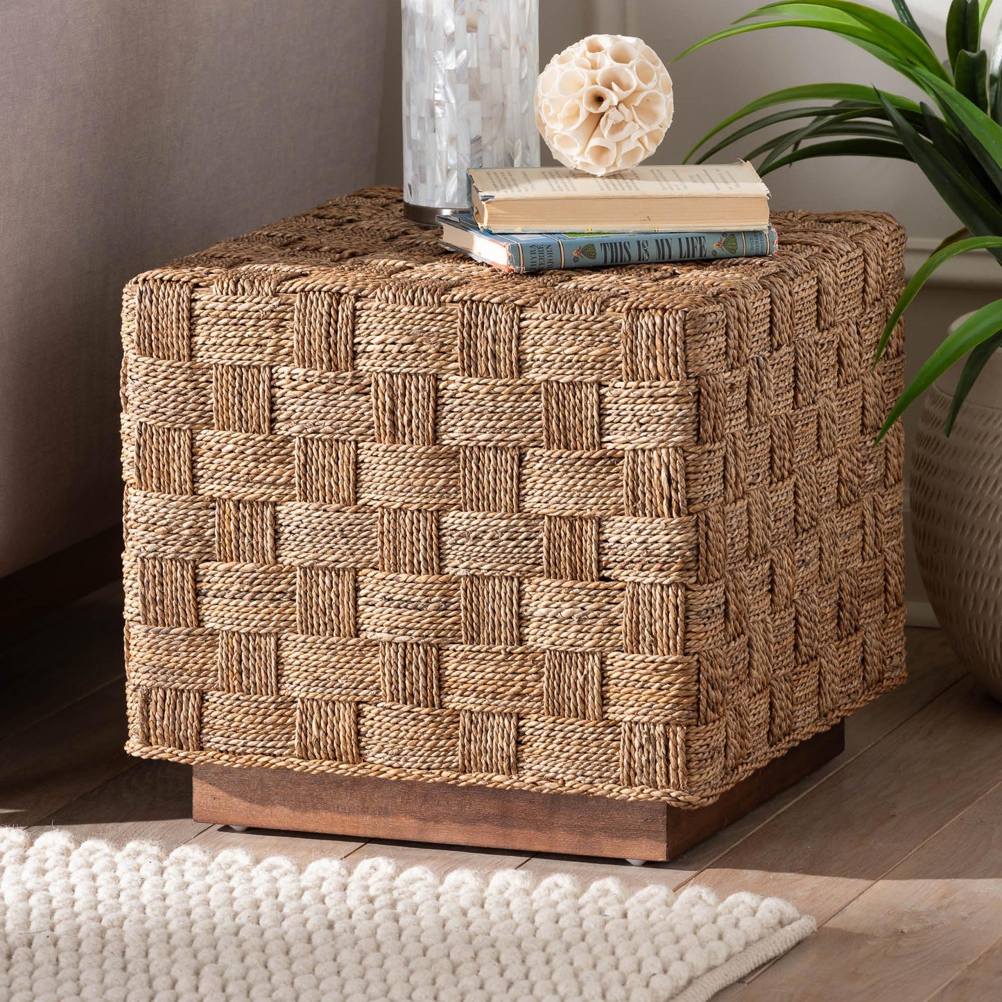 bali & pari Karina Bohemian Natural Seagrass End Table FredCo