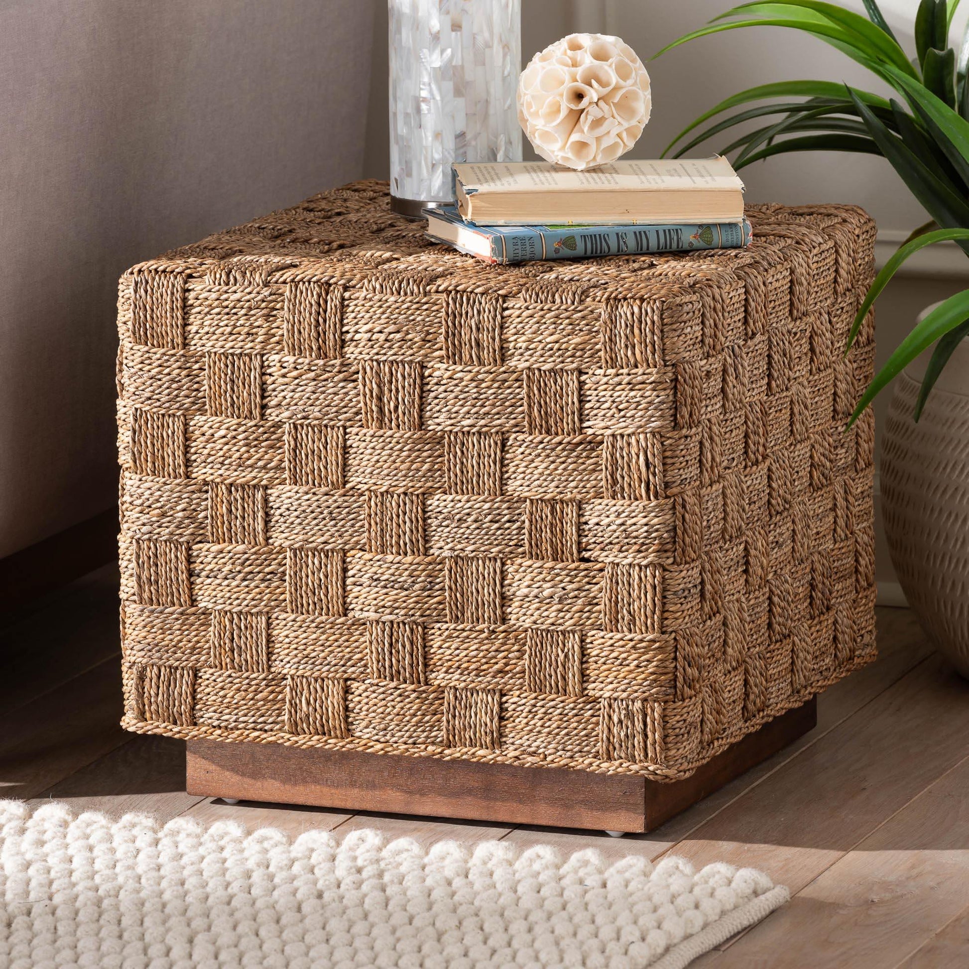 bali & pari Karina Bohemian Natural Seagrass End Table FredCo