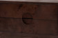 bali & pari Kayla Real Burl Wood Nightstand in Dark Walnut Brown - Modern Bedside Table with Two Drawers and Cutout Handle Design FredCo
