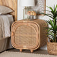 bali & pari Keita Bohemian Natural Rattan and Mahogany Wood Nightstand FredCo