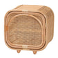 bali & pari Keita Bohemian Natural Rattan and Mahogany Wood Nightstand FredCo