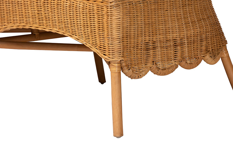 bali & pari Keitha Bohemian Light Honey Rattan 3-Piece Dining Nook Set FredCo