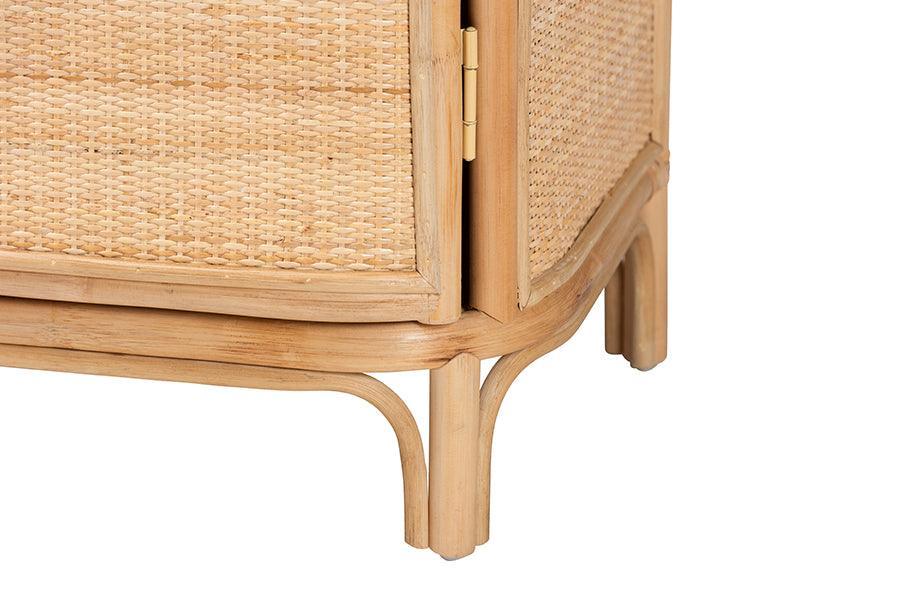 bali & pari Kiara Bohemian Natural Rattan Nightstand FredCo