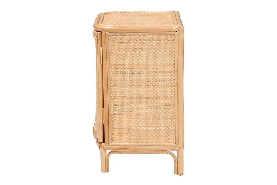 bali & pari Kiara Bohemian Natural Rattan Nightstand FredCo