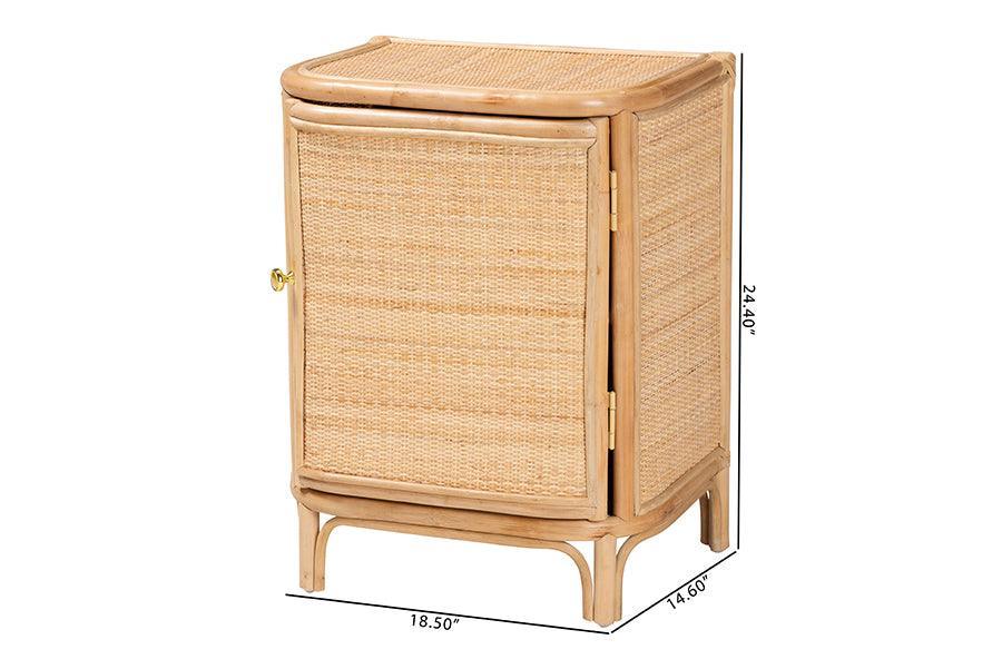 bali & pari Kiara Bohemian Natural Rattan Nightstand FredCo