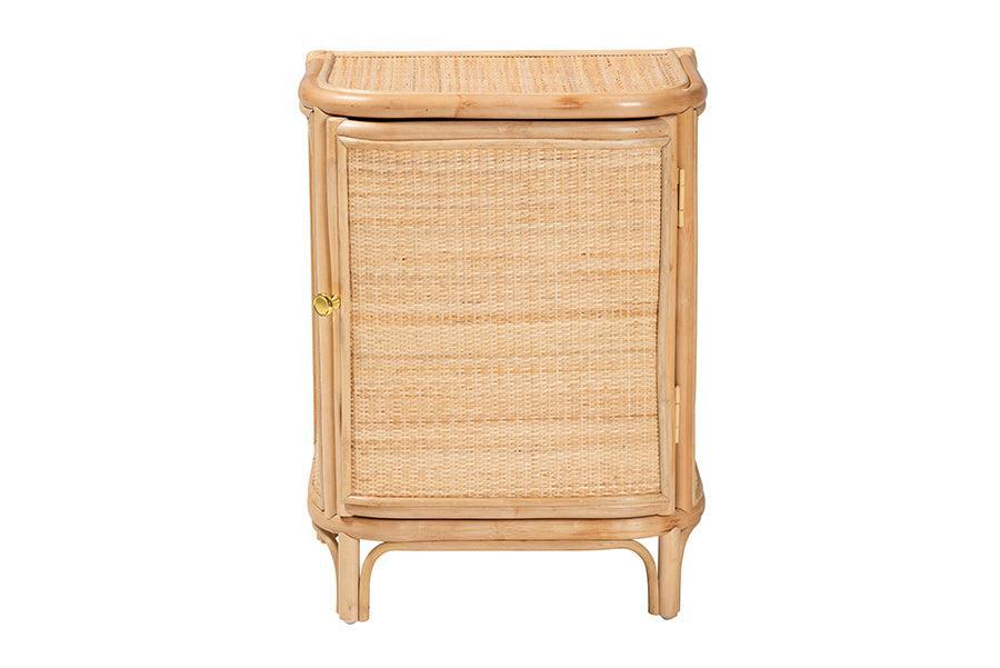 bali & pari Kiara Bohemian Natural Rattan Nightstand FredCo