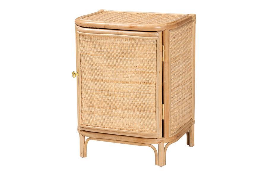bali & pari Kiara Bohemian Natural Rattan Nightstand FredCo