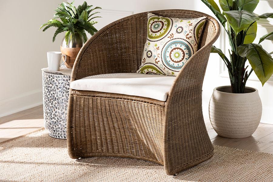 bali & pari Kintamani Bohemian Greywashed Rattan Accent Chair FredCo