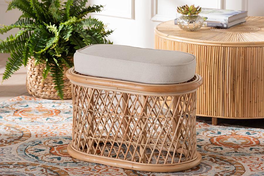 bali & pari Ladonna Bohemian Natural Rattan Ottoman Footstool FredCo