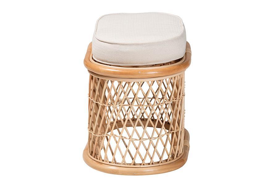 bali & pari Ladonna Bohemian Natural Rattan Ottoman Footstool FredCo