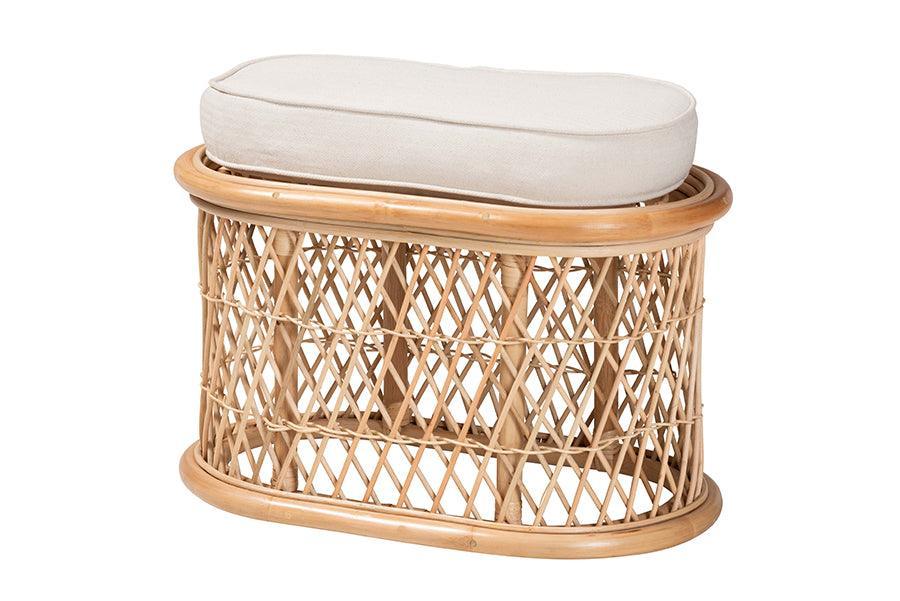 bali & pari Ladonna Bohemian Natural Rattan Ottoman Footstool FredCo