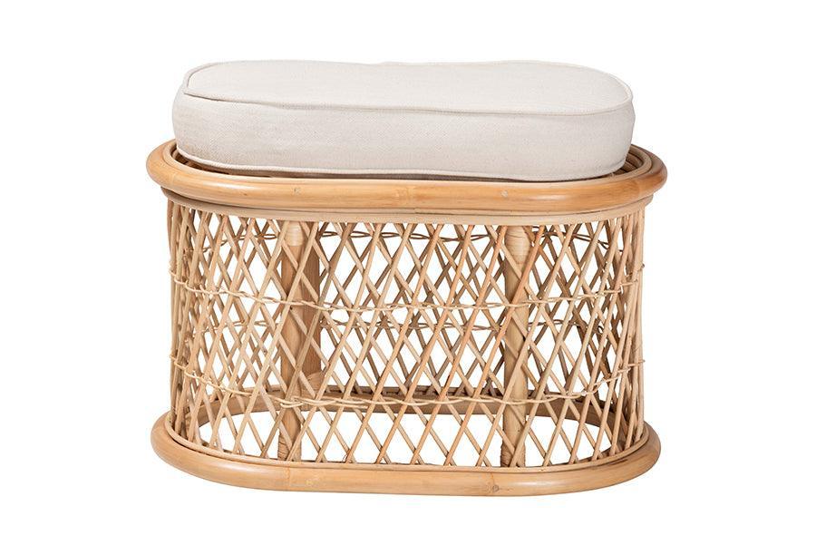 bali & pari Ladonna Bohemian Natural Rattan Ottoman Footstool FredCo