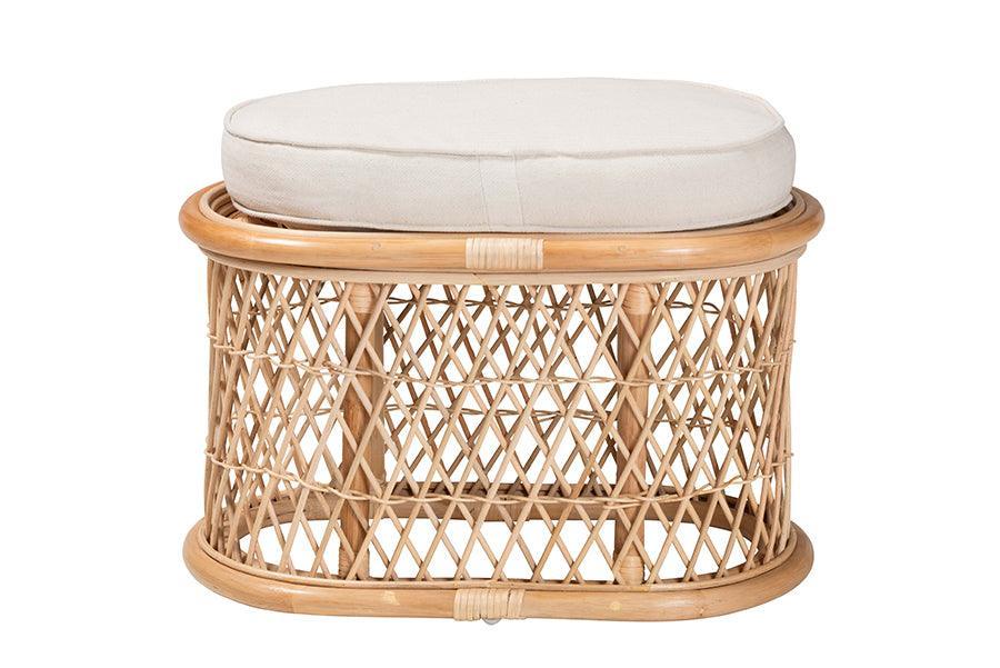 bali & pari Ladonna Bohemian Natural Rattan Ottoman Footstool FredCo