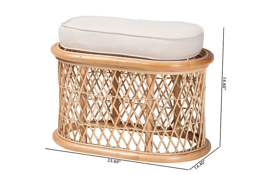bali & pari Ladonna Bohemian Natural Rattan Ottoman Footstool FredCo