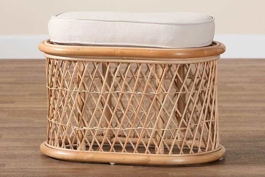 bali & pari Ladonna Bohemian Natural Rattan Ottoman Footstool FredCo