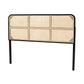 bali & pari Lainer Modern Bohemian Black Finished Bayur Wood and Natural Rattan Queen Size Headboard FredCo