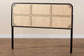 bali & pari Lainer Modern Bohemian Black Finished Bayur Wood and Natural Rattan Queen Size Headboard FredCo