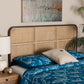 bali & pari Lainer Modern Bohemian Dark Brown Finished Bayur Wood and Natural Rattan Queen Size Headboard FredCo