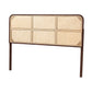 bali & pari Lainer Modern Bohemian Dark Brown Finished Bayur Wood and Natural Rattan Queen Size Headboard FredCo