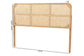bali & pari Lainer Modern Bohemian Natural Brown Finished Bayur Wood and Rattan Queen Size Headboard FredCo