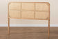 bali & pari Lainer Modern Bohemian Natural Brown Finished Bayur Wood and Rattan Queen Size Headboard FredCo