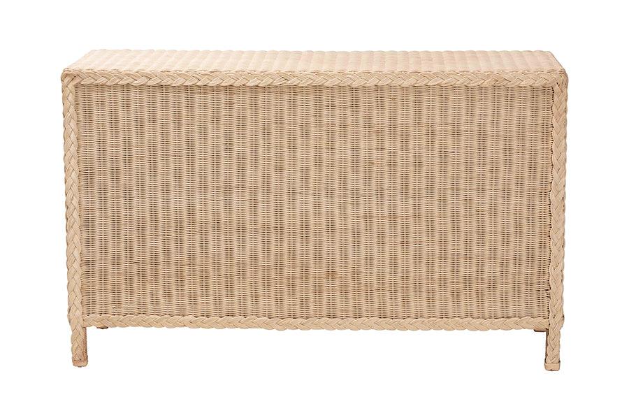bali & pari Lanica Japandi Sun-Bleached Braided Rattan 6-Drawer Dresser FredCo