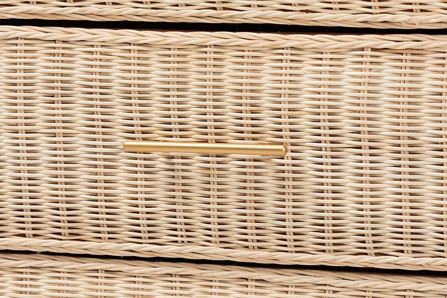 bali & pari Lanica Japandi Sun-Bleached Braided Rattan Queen Size 4-Piece Bedroom Set FredCo