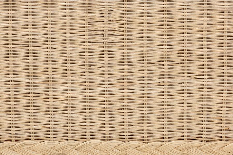 bali & pari Lanica Japandi Sun-Bleached Braided Rattan Queen Size 4-Piece Bedroom Set FredCo