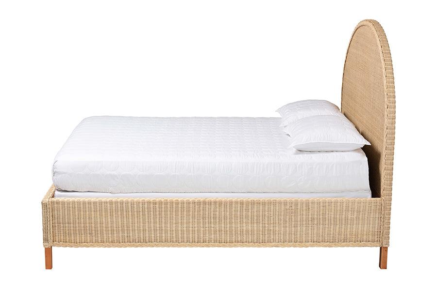 bali & pari Lanica Japandi Sun-Bleached Braided Rattan Queen Size Bed FredCo