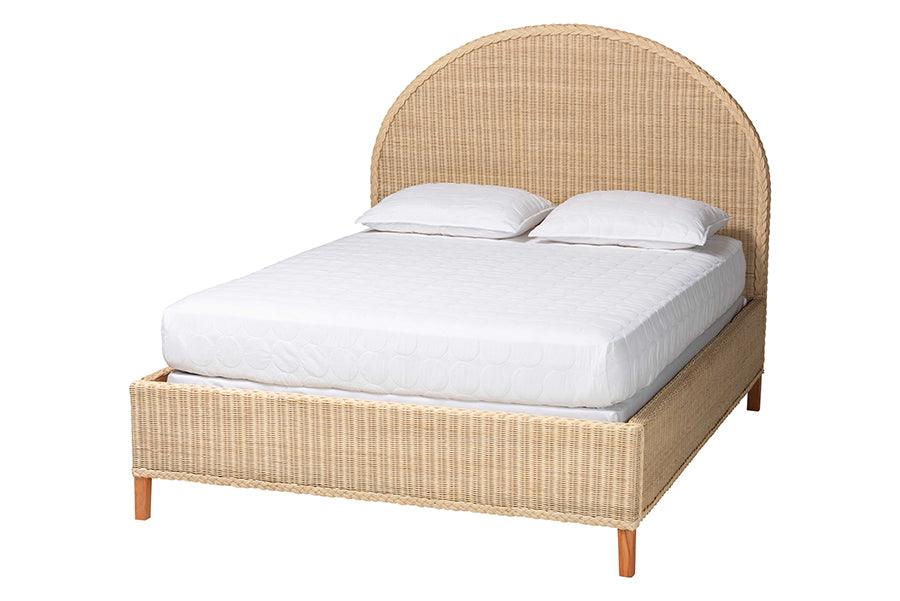 bali & pari Lanica Japandi Sun-Bleached Braided Rattan Queen Size Bed FredCo
