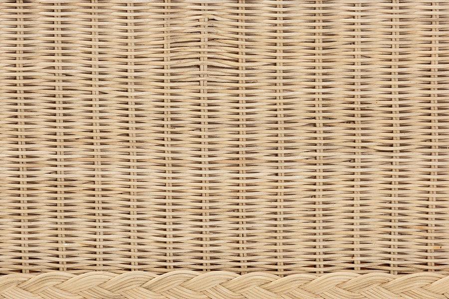 bali & pari Lanica Japandi Sun-Bleached Braided Rattan Queen Size Bed FredCo