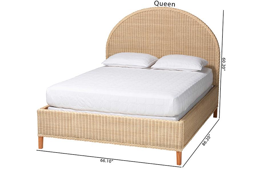 bali & pari Lanica Japandi Sun-Bleached Braided Rattan Queen Size Bed FredCo