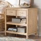 bali & pari Lanica Japandi Sun Bleached Rattan 2-Drawer Console Table FredCo