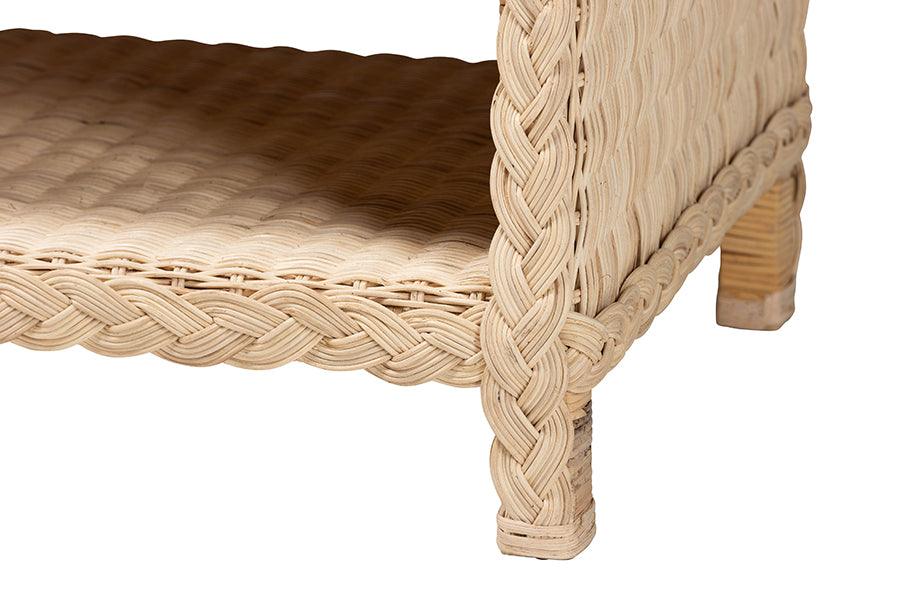 bali & pari Lanica Japandi Sun Bleached Rattan 2-Drawer Console Table FredCo