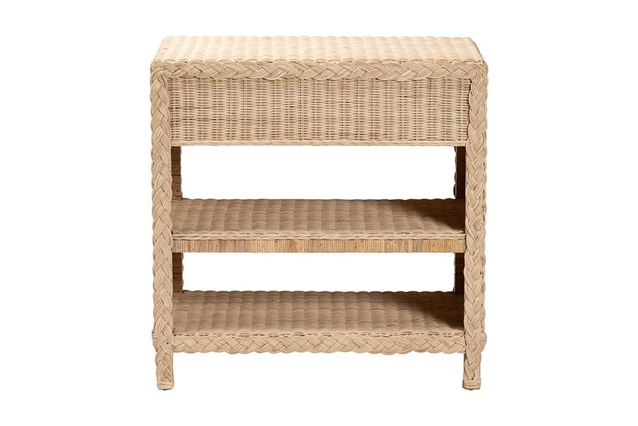 bali & pari Lanica Japandi Sun Bleached Rattan 2-Drawer Console Table FredCo