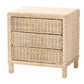 bali & pari Lanica Japandi Sun Bleached Rattan 3-Drawer Nightstand FredCo