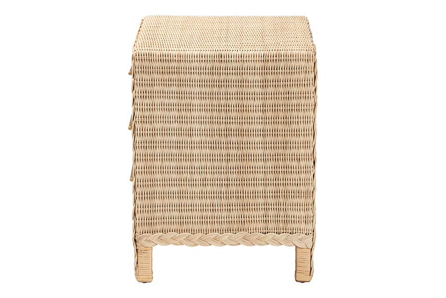 bali & pari Lanica Japandi Sun Bleached Rattan 3-Drawer Nightstand FredCo