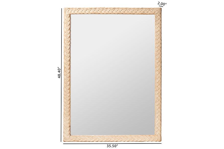 bali & pari Lanica Japandi Sun Bleached Rattan Wall Mirror FredCo