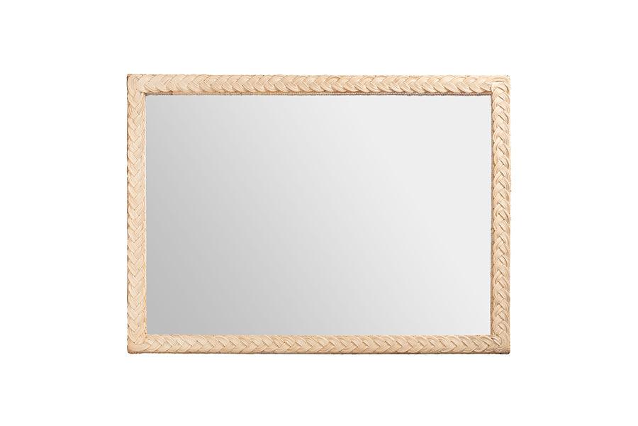 bali & pari Lanica Japandi Sun Bleached Rattan Wall Mirror FredCo