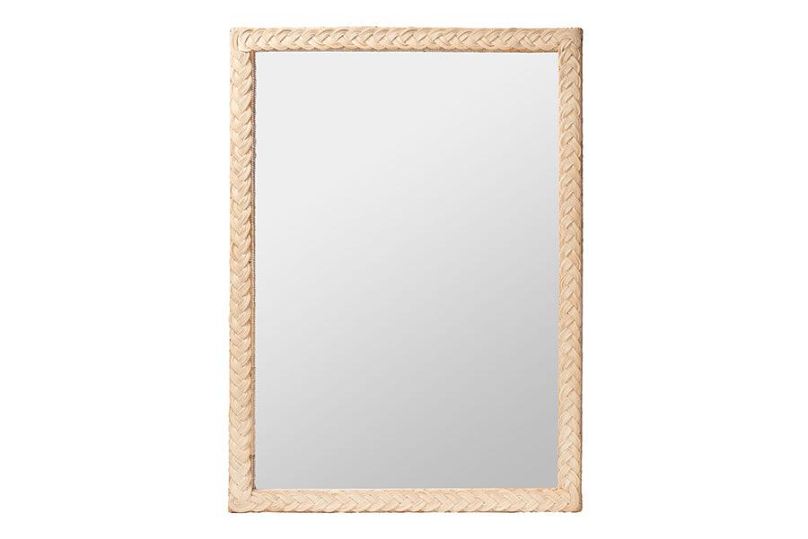 bali & pari Lanica Japandi Sun Bleached Rattan Wall Mirror FredCo