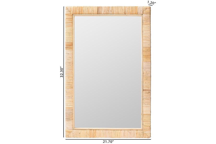 bali & pari Lankston Bohemian Natural Rattan Rectangle Accent Wall Mirror FredCo