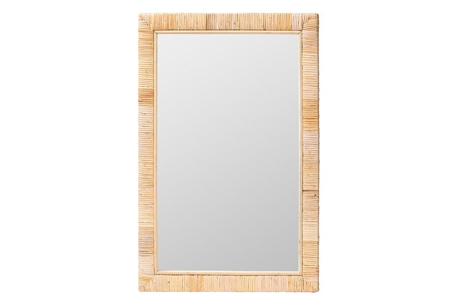 bali & pari Lankston Bohemian Natural Rattan Rectangle Accent Wall Mirror FredCo