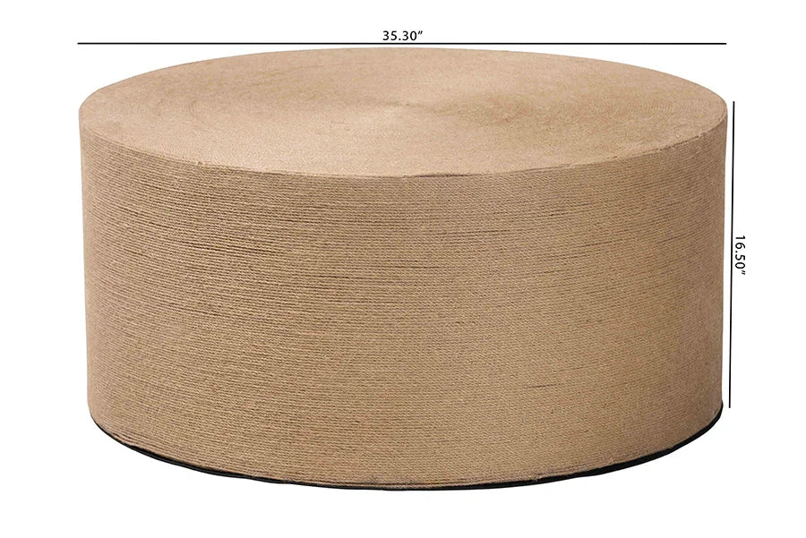 bali & pari Lapis Handwoven Jute Coffee Table - Boho Round Centerpiece with Natural Fiber Texture, Handcrafted Coastal Design for Living Room or Lounge Spaces FredCo