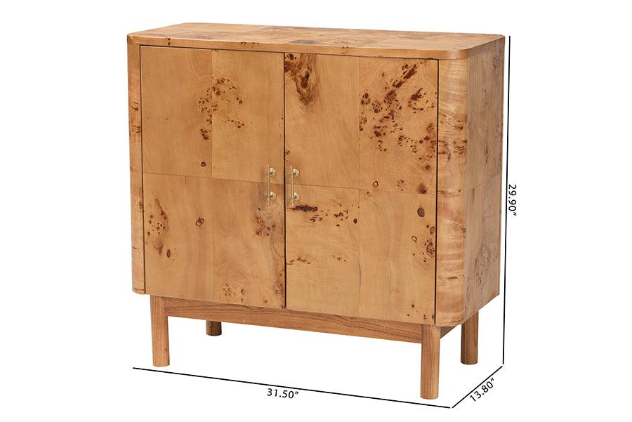 bali & pari Latika Modern and Contemporary Natural Mappa Burl Wood Storage Cabinet FredCo