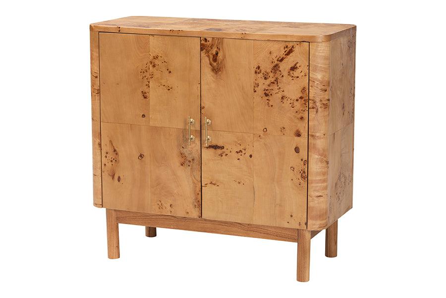 bali & pari Latika Modern and Contemporary Natural Mappa Burl Wood Storage Cabinet FredCo
