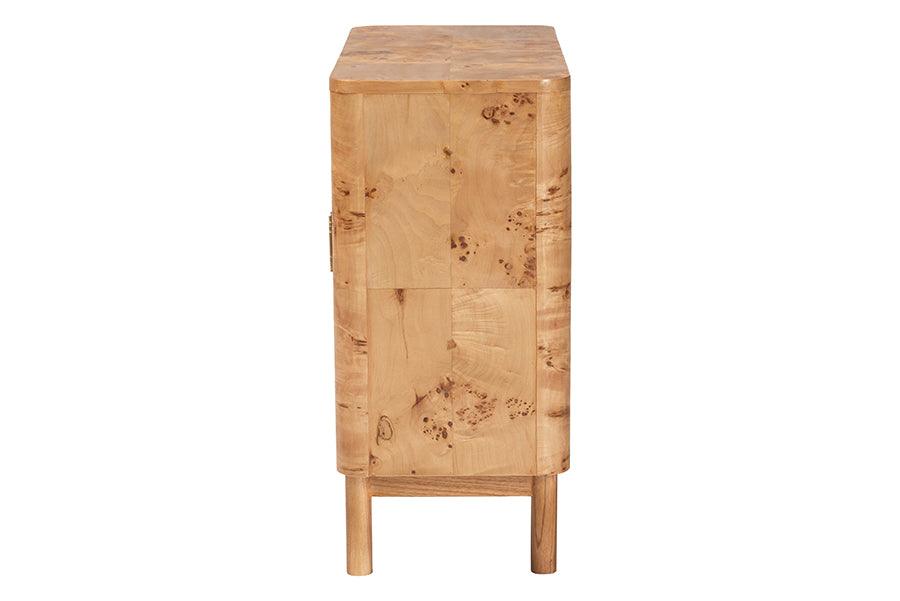 bali & pari Latika Modern and Contemporary Natural Mappa Burl Wood Storage Cabinet FredCo