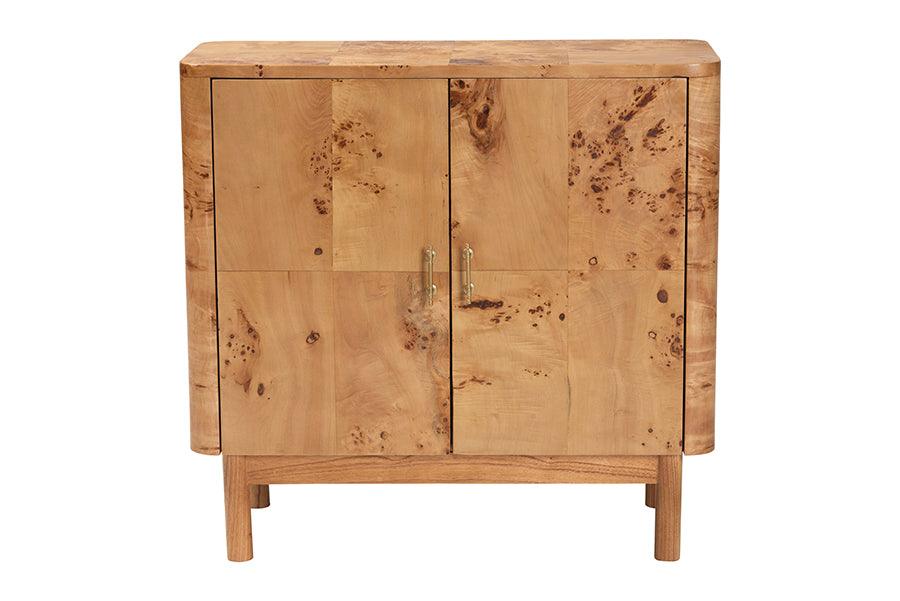 bali & pari Latika Modern and Contemporary Natural Mappa Burl Wood Storage Cabinet FredCo