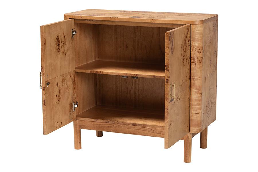 bali & pari Latika Modern and Contemporary Natural Mappa Burl Wood Storage Cabinet FredCo